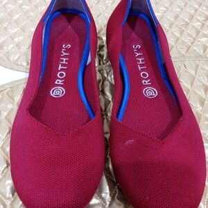 Rothy's Women's Scarlet Red Flats with Blue Trim